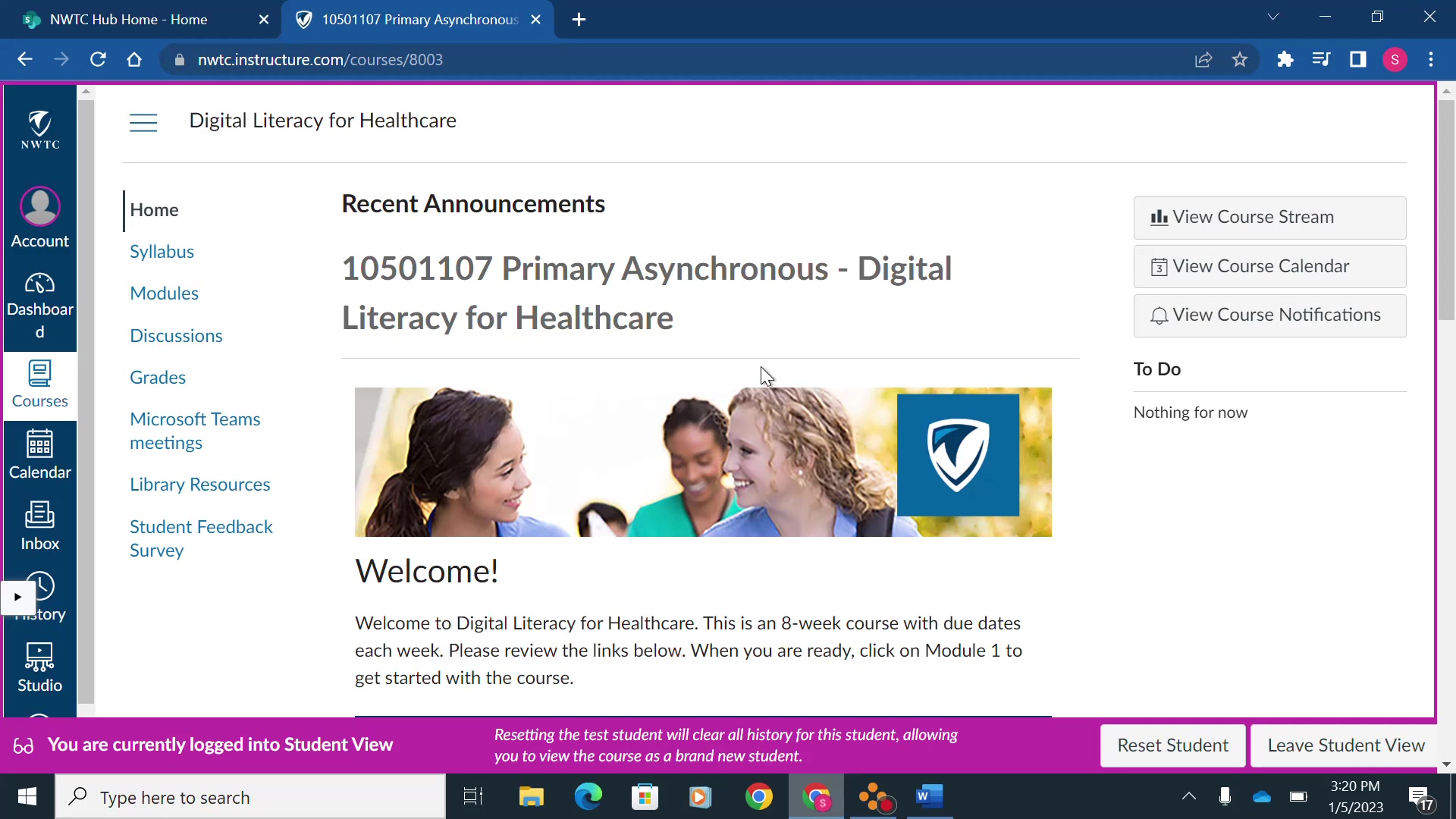 Digital Literacy Welcome in Canvas